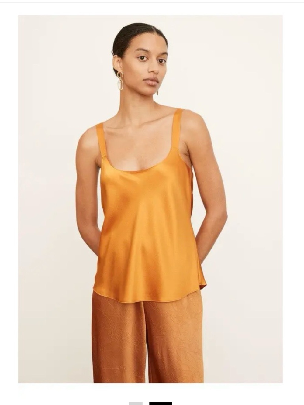 Vince Satin Scoop-Neck Camisole in Amber Orange